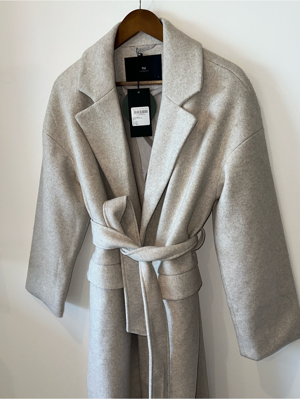 With Black Long Belted Robe Coat - Light Gray - Picture 3 of 16